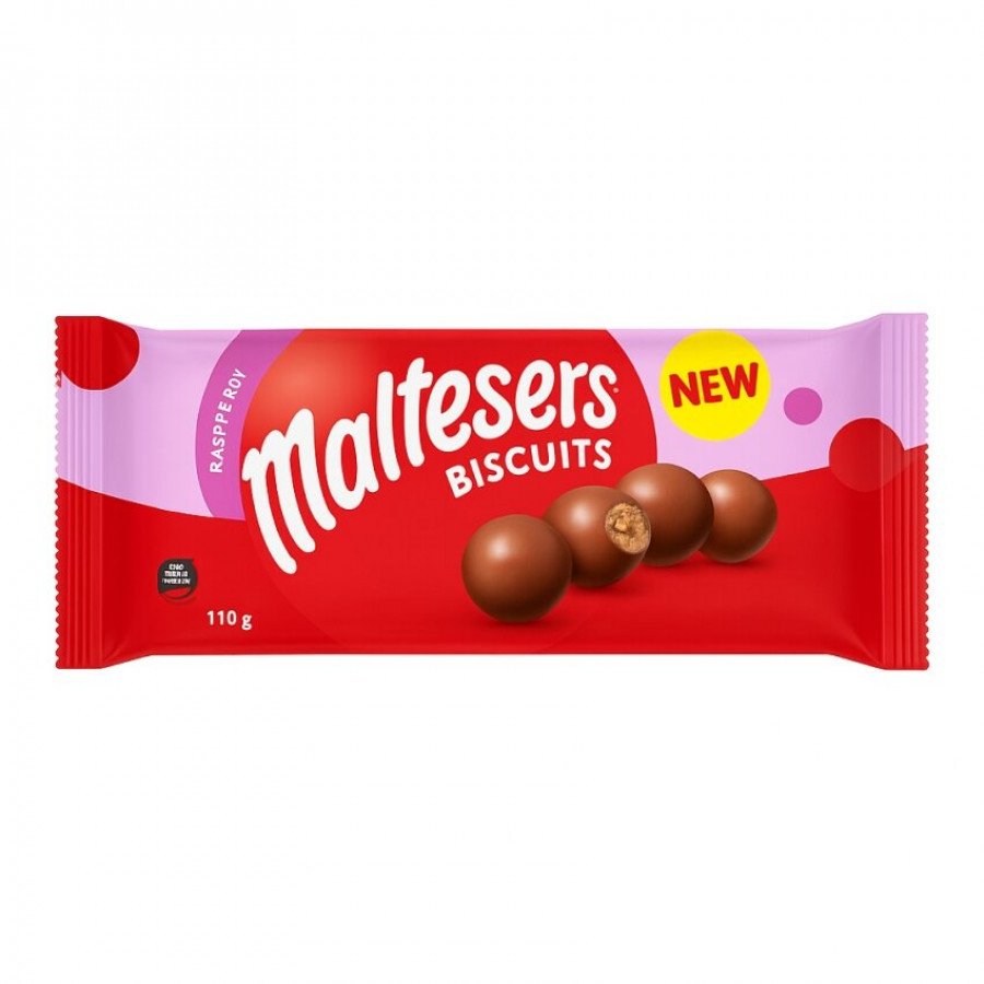 Фото и внешний вид — Maltesers Raspberry Biscuits (Печенье Мальтизерс Малиновый Бисквит) 110гр (14шт/уп)