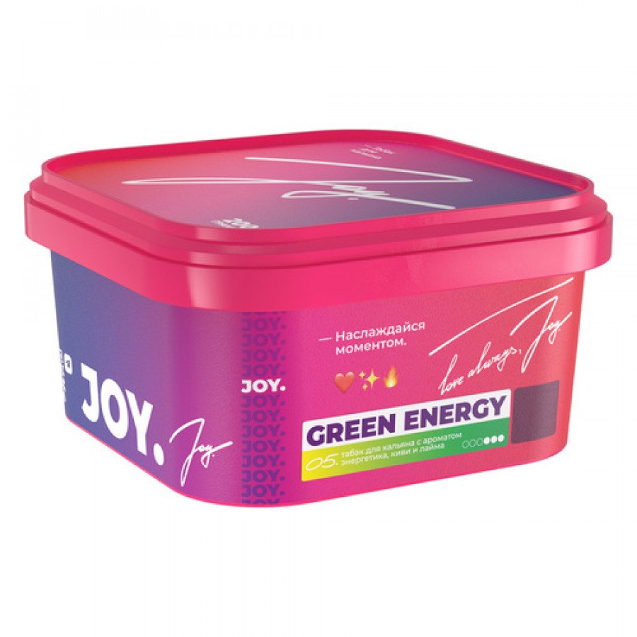 Фото и внешний вид — Табак для кальяна JOY 200г - Green Energy (Энергетик Киви Лайм)