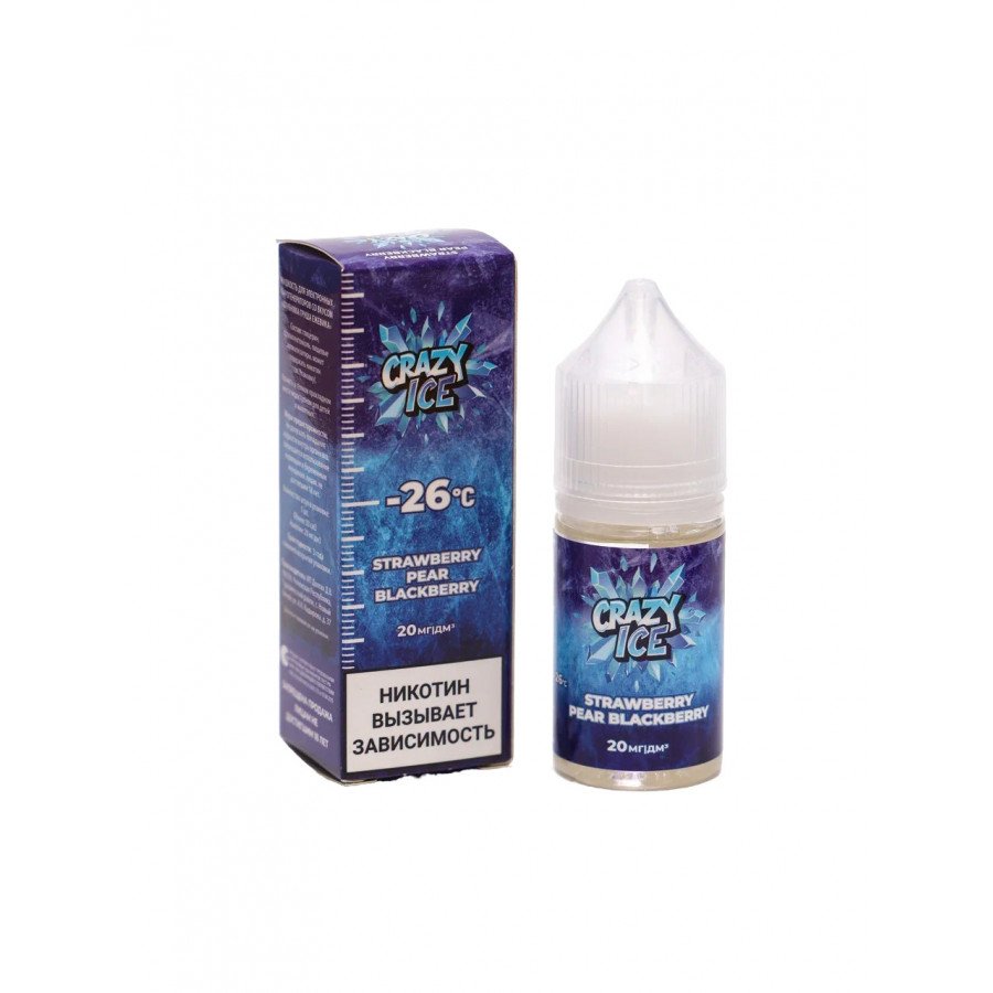 Фото и внешний вид — Жидкость CRAZY ICE SALT - Strawberry Pear Blackberry (Клубника Груша Ежевика) 30мл 20мг