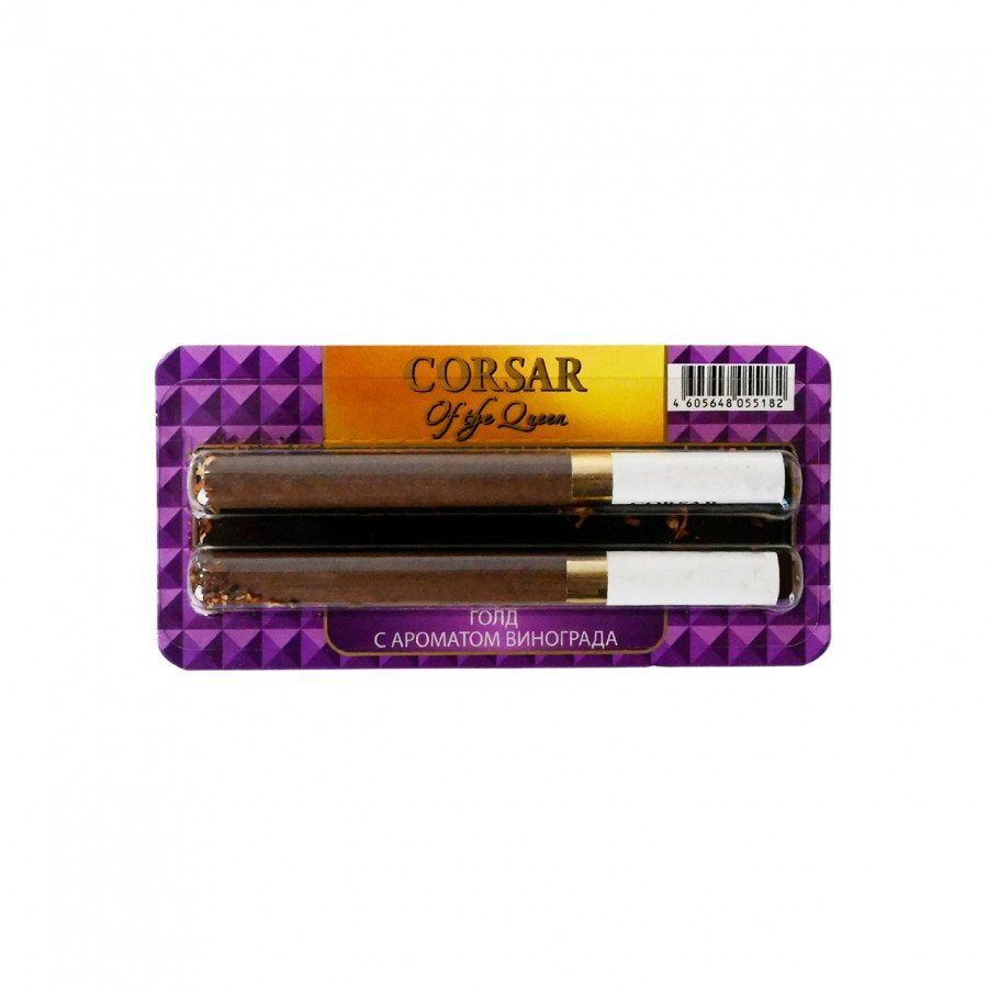 Фото и внешний вид — Сигариллы Corsar Mini of the Queen Grape Gold (2 шт/блистере)