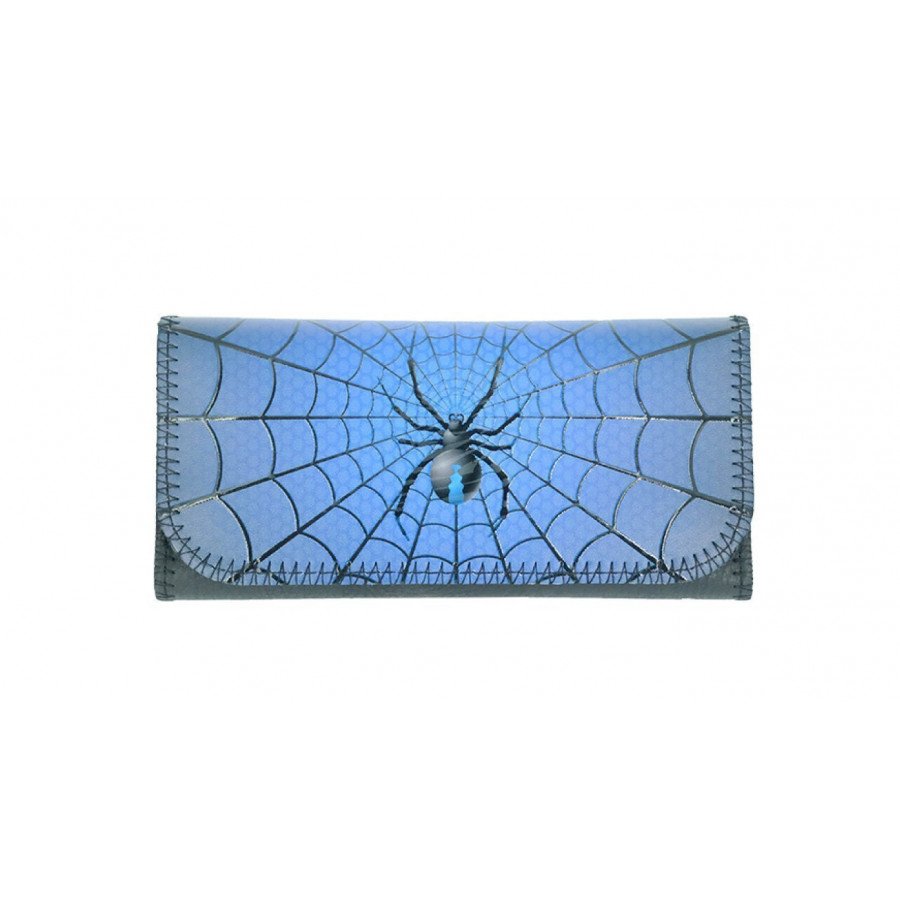 Фото и внешний вид — Кисет для табака 21626/иск кожа/Паук 1 (синий)