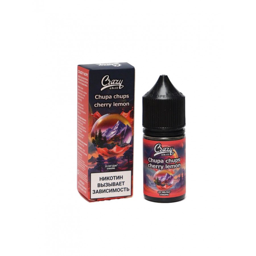 Фото и внешний вид — Жидкость CRAZY CHILL SALT - Chupa Chups Cherry Lemon (Чупа-Чупс Вишня Лимон) 30мл strong