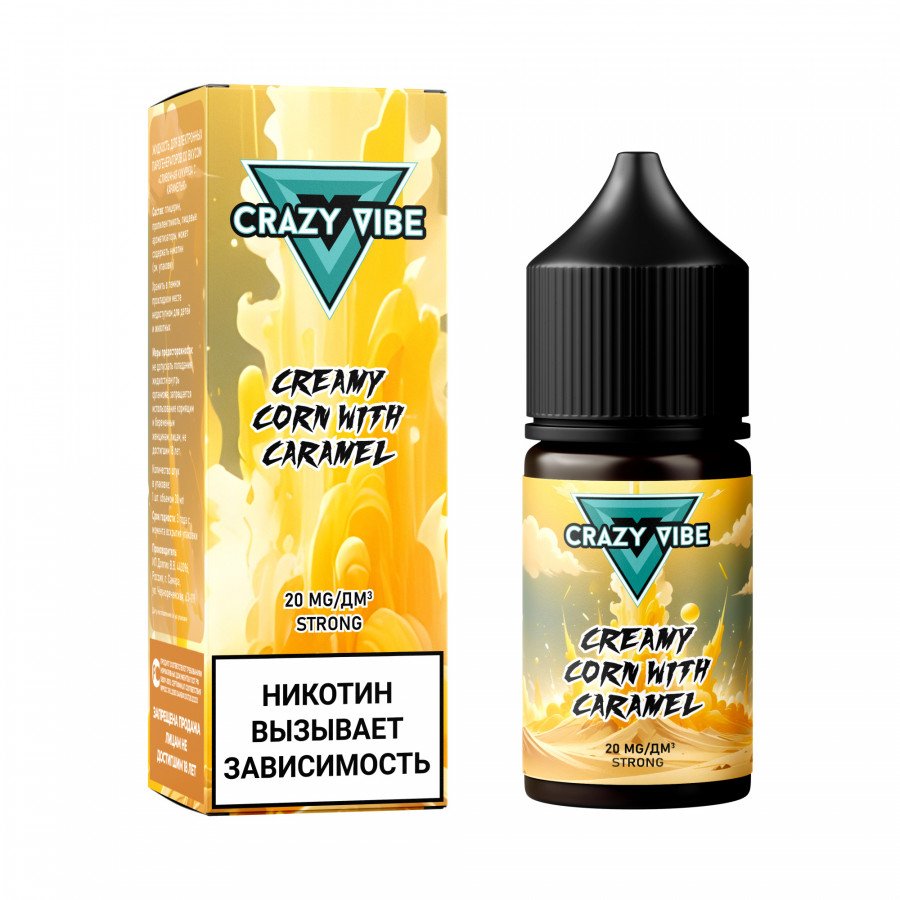 Фото и внешний вид — Жидкость CRAZY VIBE SALT - Creamy Corn with Caramel (Сливочная Кукуруза с Карамелью) 30мл strong