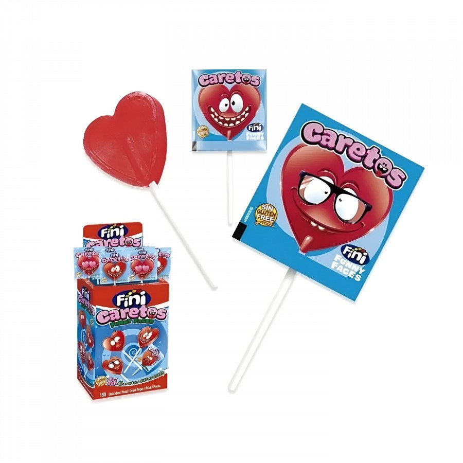 Фото и внешний вид — Леденец на палочке Фини Funny Faces клубничный 7гр (170шт/уп)