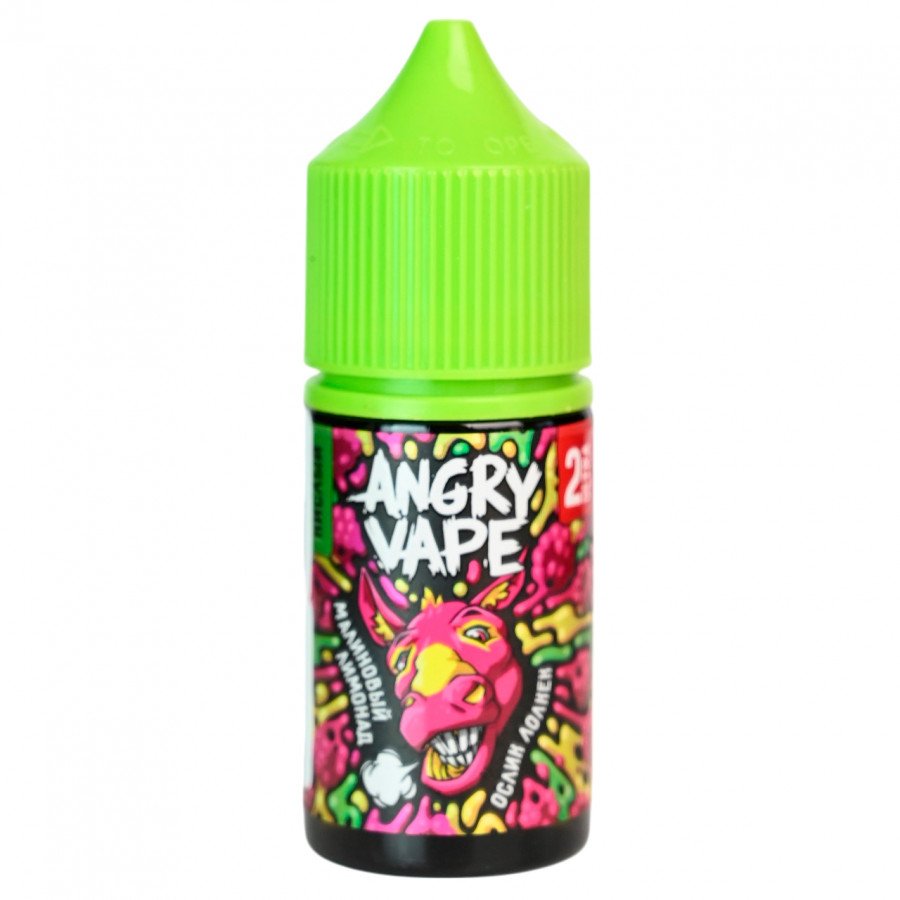 Фото и внешний вид — Жидкость ANGRY VAPE SALT - Ослик Лолкек (Малиновый лимонад) 30мл strong