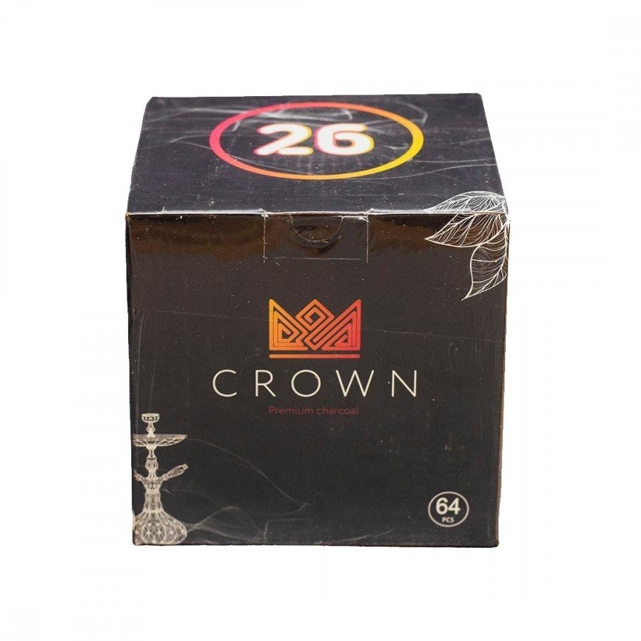 Фото и внешний вид — Уголь CROWN (1кг 26мм 64шт)