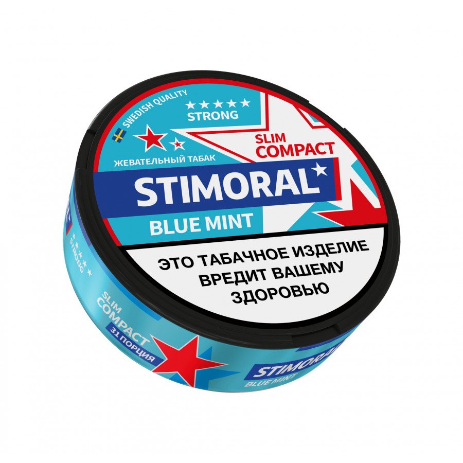 Фото и внешний вид — Табак STIMORAL SLIM COMPACT - Blue Mint 10г