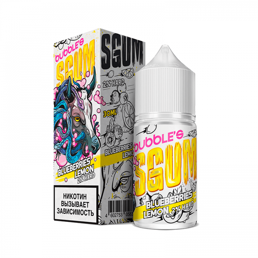 Фото и внешний вид — Жидкость BUBBLE'S SGUM SALT - Blueberries Lemon (Черничная жвачка с лимоном) 30мл strong