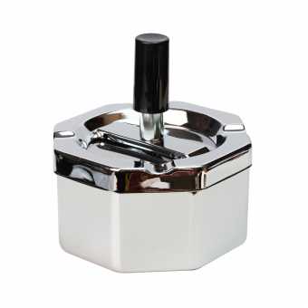 Пепельница S.QUIRE 420042-928A восьмиугольная/сталь/никель/ручка серебро