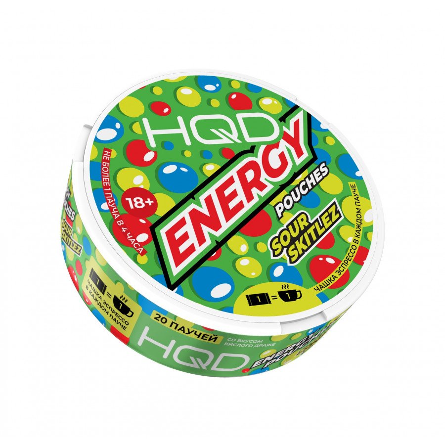 Фото и внешний вид — Энергетические паучи HQD Energy - Sour Skitlez (Кислое Драже)