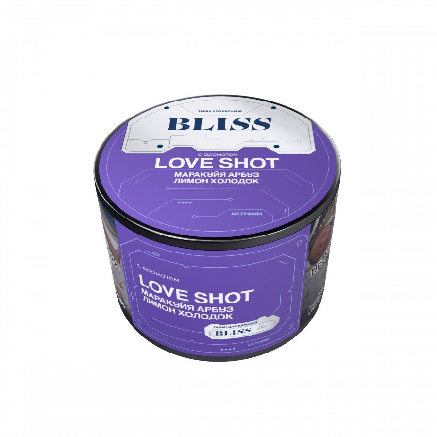 Фото и внешний вид — Табак для кальяна BLISS 40г - Love Shot (Маракуйя Арбуз Лимон Холодок)