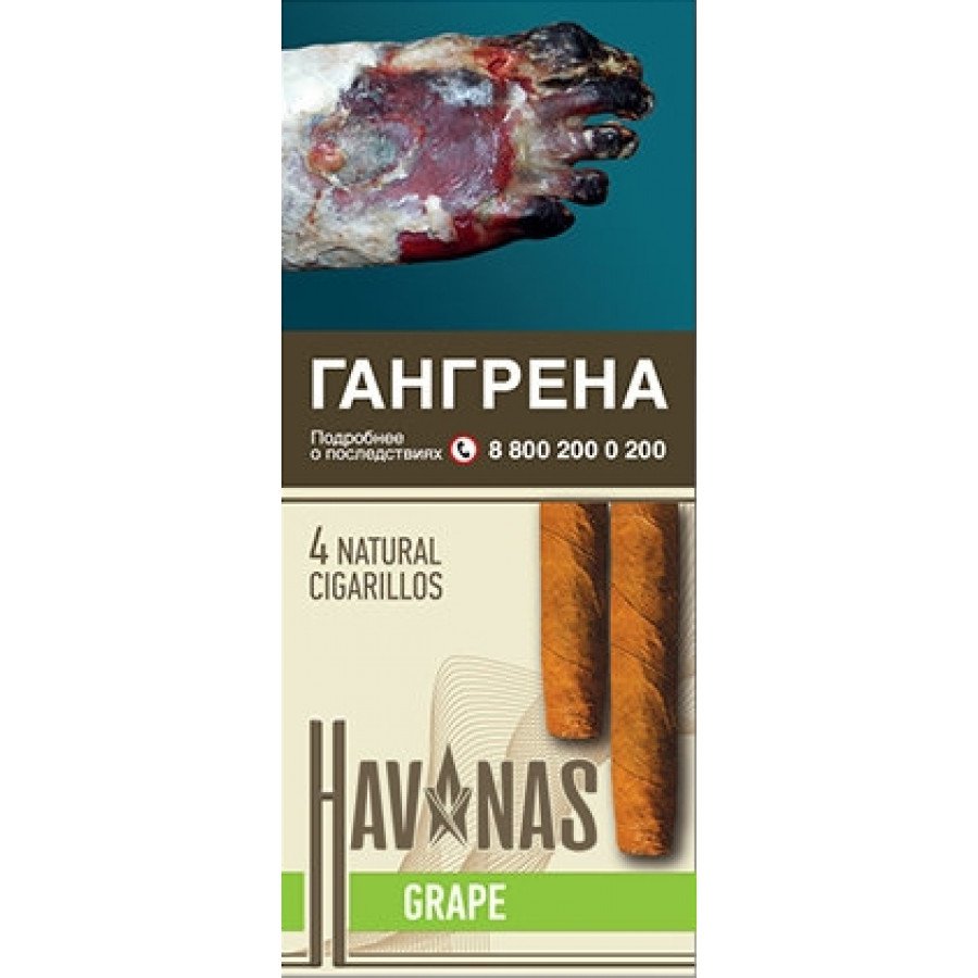 Фото и внешний вид — Сигариллы HAVANAS - Grape (Виноград) 4шт