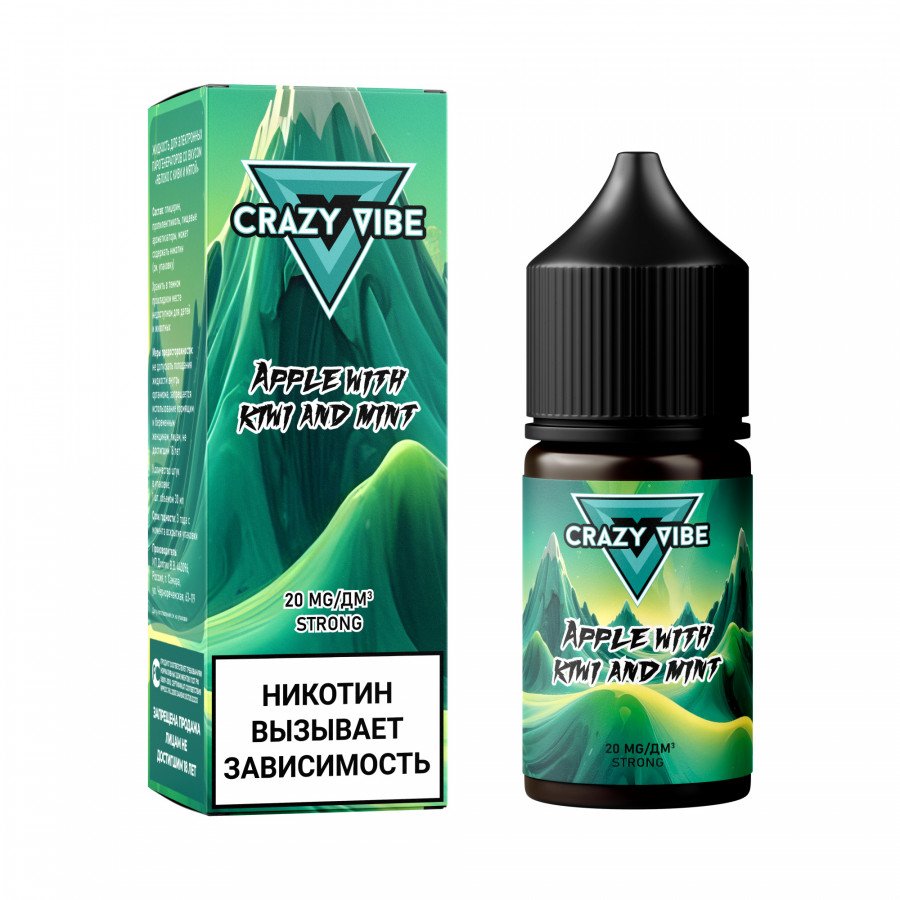Фото и внешний вид — Жидкость CRAZY VIBE SALT - Apple with Kiwi & Mint (Яблоко с Киви и Мятой) 30мл strong