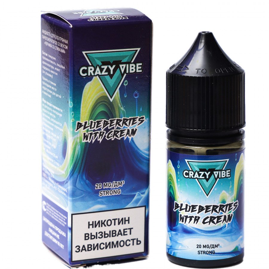 Фото и внешний вид — Жидкость CRAZY VIBE SALT - Blueberries with Cream (Черника со Сливками) 30мл strong