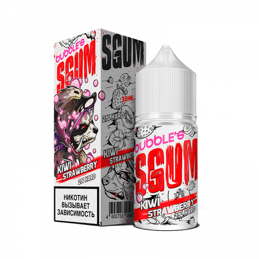 Фото и внешний вид — Жидкость BUBBLE'S SGUM SALT - Kiwi Strawberry (Клубничная жвачка с киви) 30мл strong