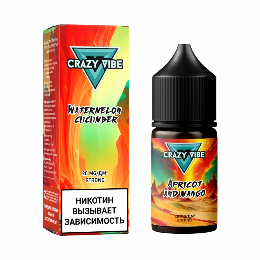 Фото и внешний вид — Жидкость CRAZY VIBE SALT - Watermelon Cucumber (Арбуз Огурец) 30мл strong