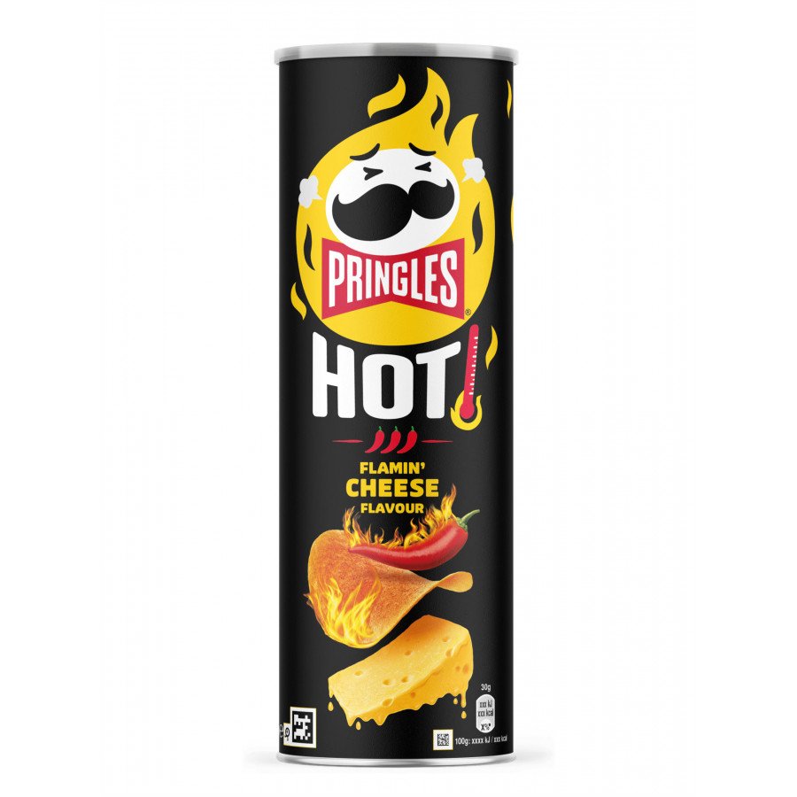Фото и внешний вид — Принглс HOT Flamin Cheese(Сыр) 160гр (19шт/уп)