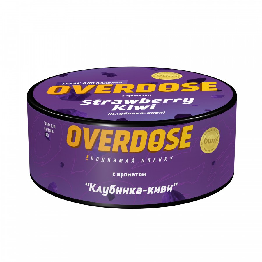 Фото и внешний вид — Табак для кальяна OVERDOSE 100г - Strawberry Kiwi (Клубника киви)