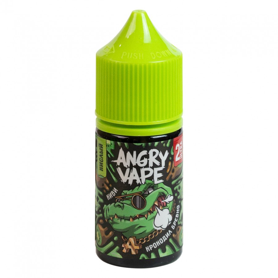 Фото и внешний вид — Жидкость ANGRY VAPE SALT - Крокодил Бревно (Киви) 30мл strong