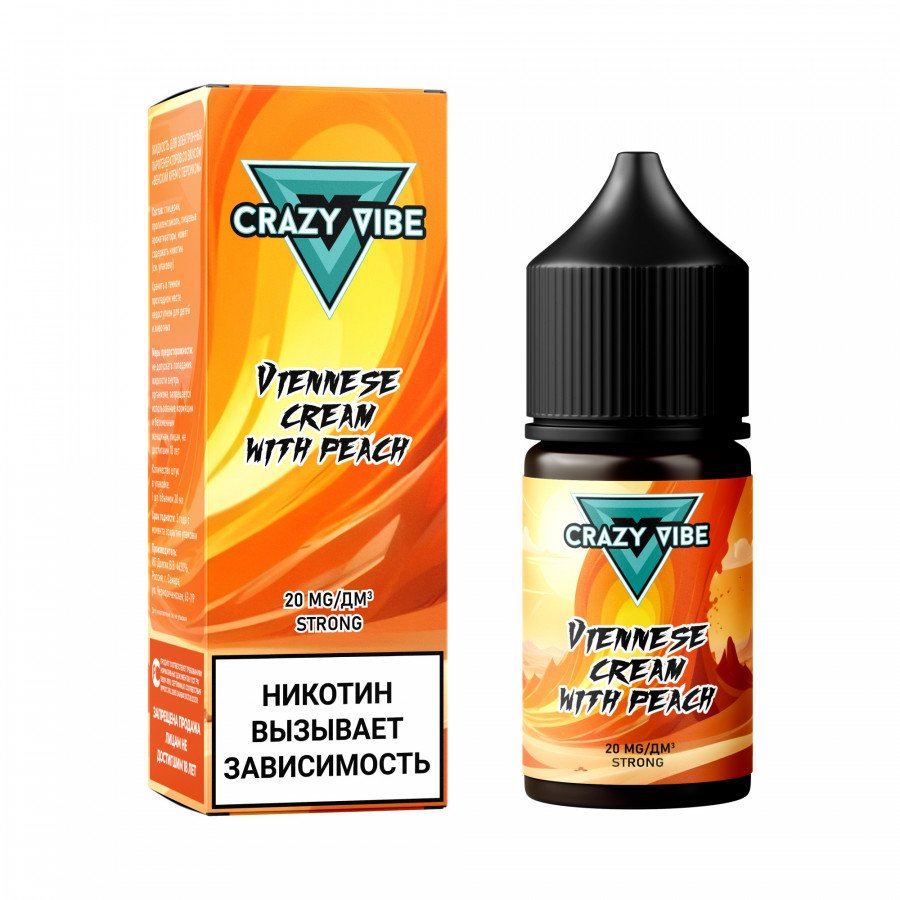Фото и внешний вид — Жидкость CRAZY VIBE SALT - Viennese Cream with Peach (Венский Крем с Персиком) 30мл strong