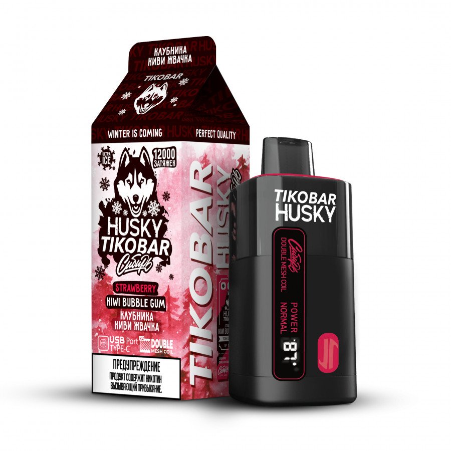 Фото и внешний вид — TIKOBAR X HUSKY - Strawberry Kiwi Bubble Gum (Клубника Киви Жвачка)