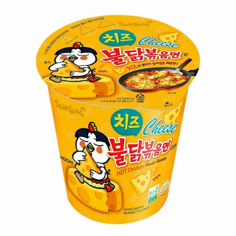 Фото и внешний вид — Лапша б/п со вкусом курицы и сыра, острая Hot chicken flavor ramen cheese 70г