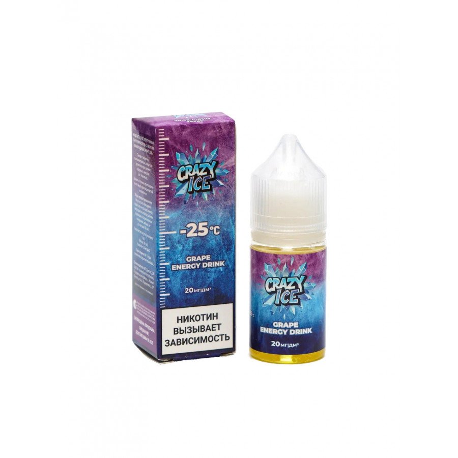 Фото и внешний вид — Жидкость CRAZY ICE SALT - Grape Energy (Виноградный Энергетик) 30мл 20мг