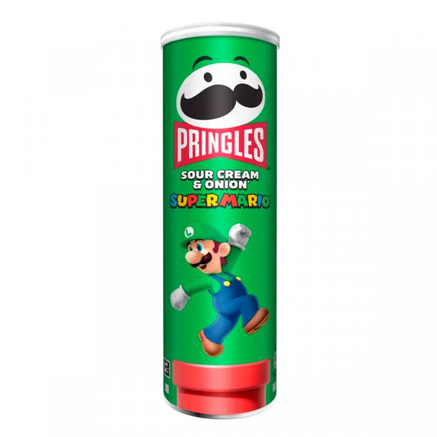 Фото и внешний вид — Pringles - Super Mario Sour Cream&Onion 165г (19шт/уп)