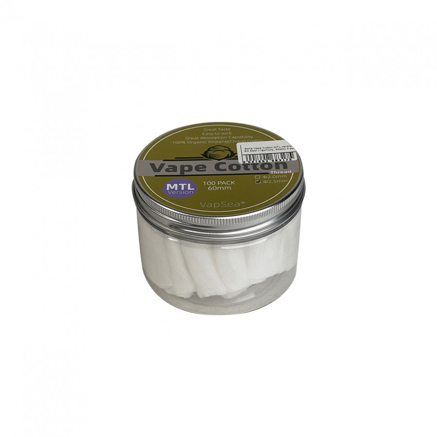 Фото и внешний вид — Вата Vape Cotton MTL version Ф2.5мм (1фитиль, 60мм)