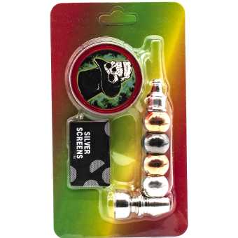 Трубка сувенирная 8,5см ZGY59/403 (металл/гриндер пластик/сеточка) в блистере