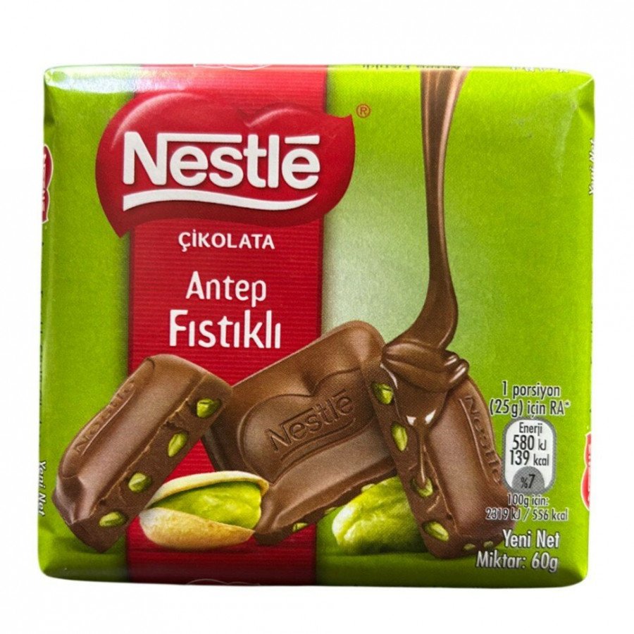 Фото и внешний вид — Nestle Молочный шоколад c фисташками 60г (6шт/уп)*24