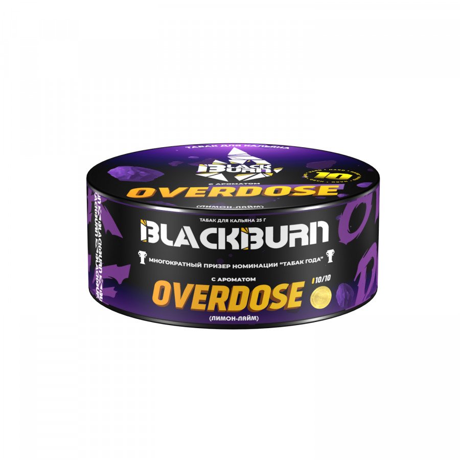 Фото и внешний вид — Табак для кальяна BURN BLACK 25гр - Overdose (Лимон лайм)