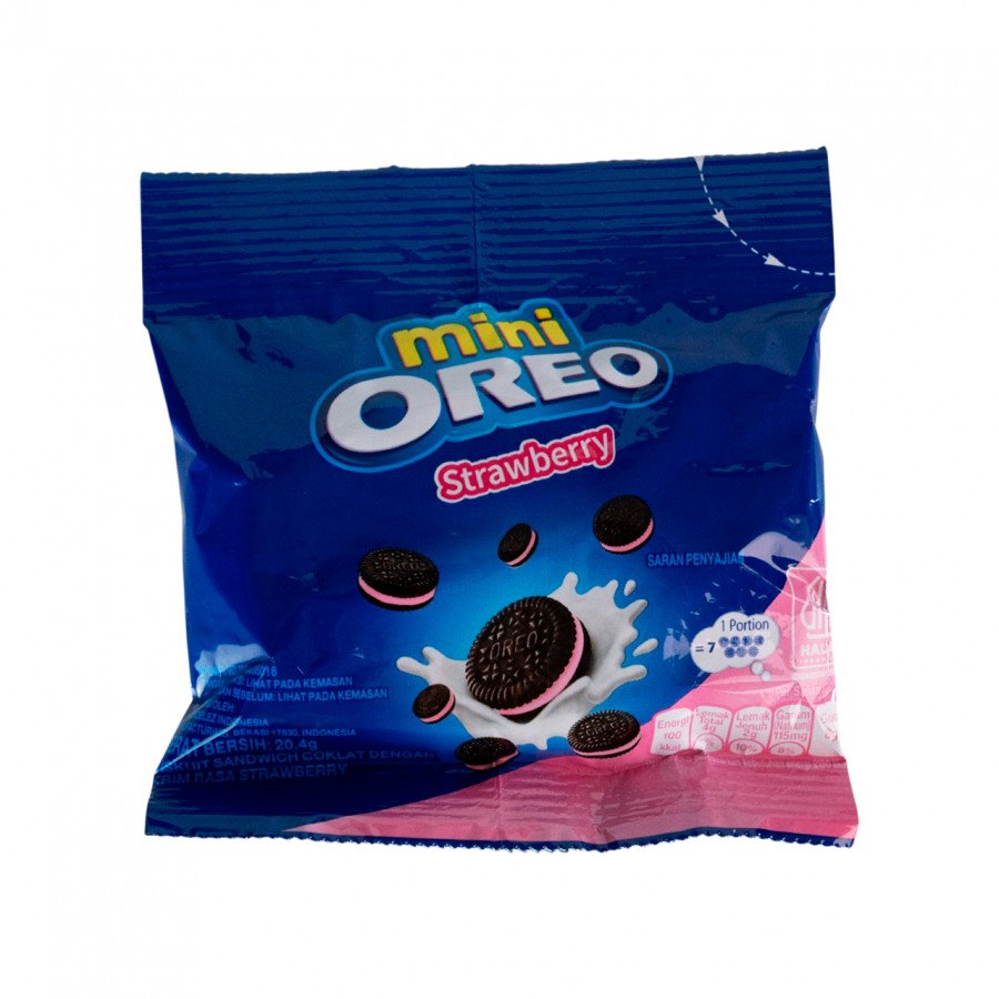 Фото и внешний вид — Орео Печенье 20,4г Мини с Клубничным кремом (10шт/уп)