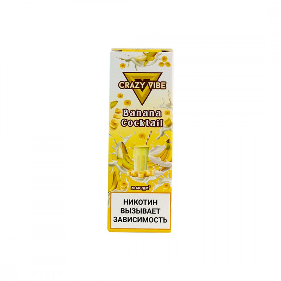 Фото и внешний вид — Жидкость CRAZY VIBE SALT - Banana Coctail (Банановый Коктейль) 30мл 20мг