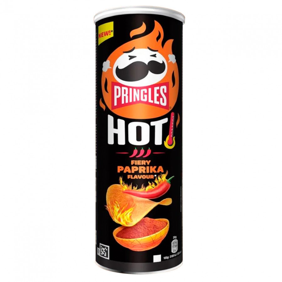 Фото и внешний вид — Принглс HOT Fiery Paprika (Принглс Острая Паприка) 160гр (19шт/уп)