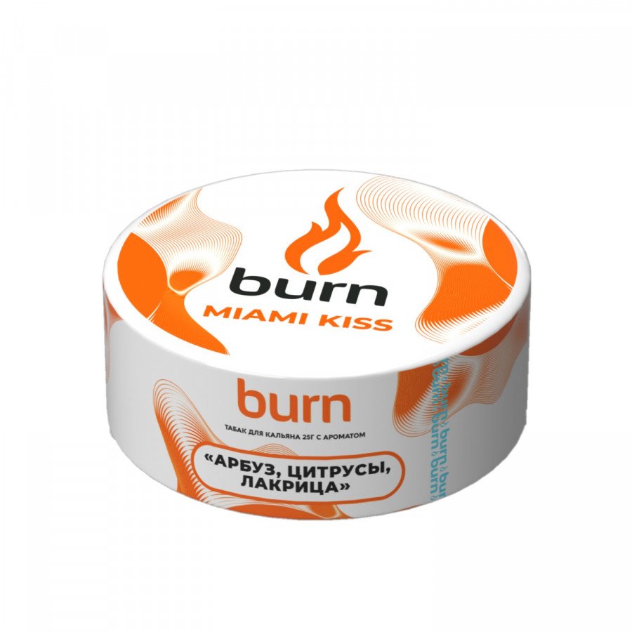 Фото и внешний вид — Табак для кальяна BURN 25г - Miami Kiss (Арбуз цитрусы лакрица)