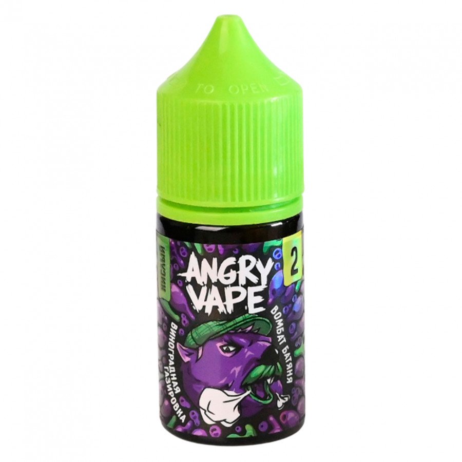 Фото и внешний вид — Жидкость ANGRY VAPE SALT - Вомбат Батяня (Виноградная Газировка) 30мл 20мг