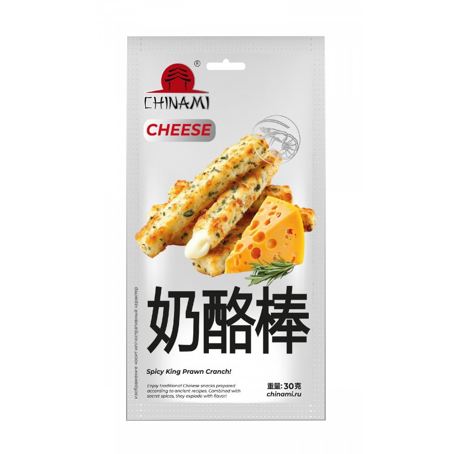 Фото и внешний вид — Снековый продукт CHINAMI - Палочки Латяо со вкусом Сыра 30г