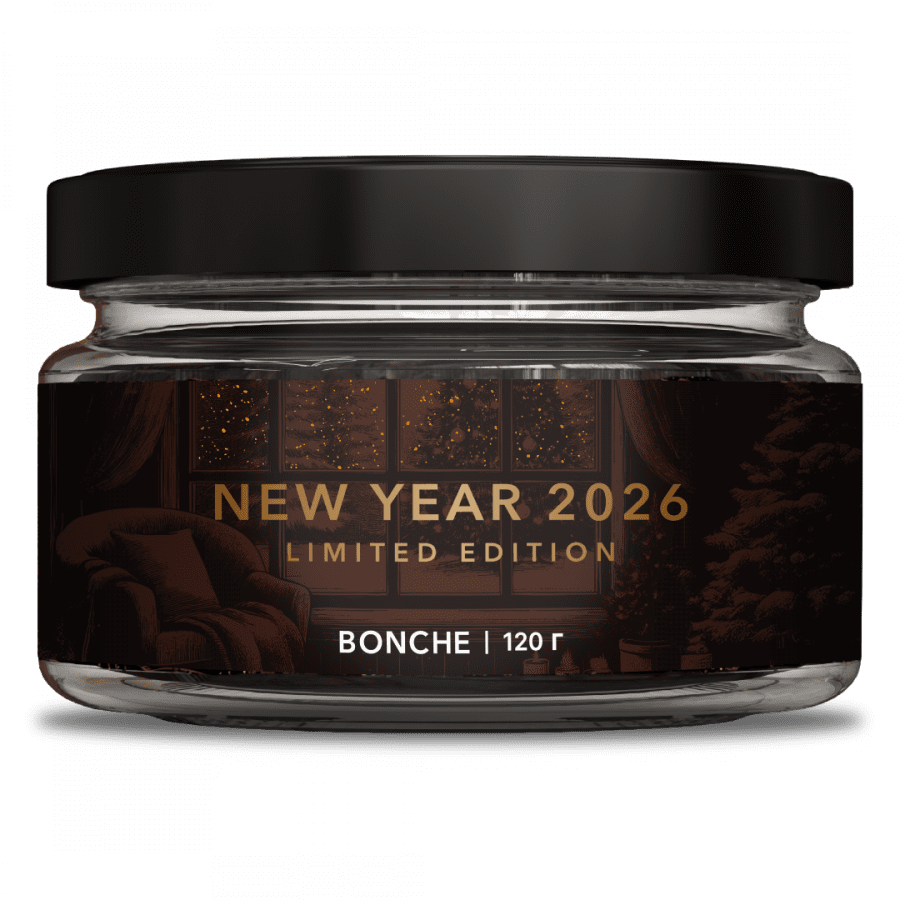 Фото и внешний вид — Табак для кальяна BONCHE 120г - New Year 2026 (Кленовый сироп с Корицей)