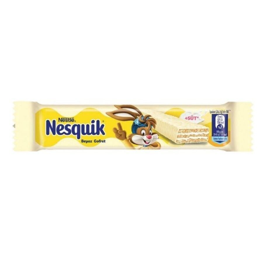 Фото и внешний вид — Вафли Nesquik в белом шоколаде 26,7г (12шт/уп)