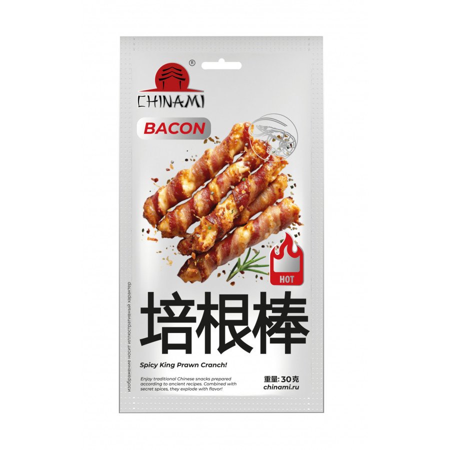 Фото и внешний вид — Снековый продукт CHINAMI - Палочки Латяо со вкусом Бекона 30г