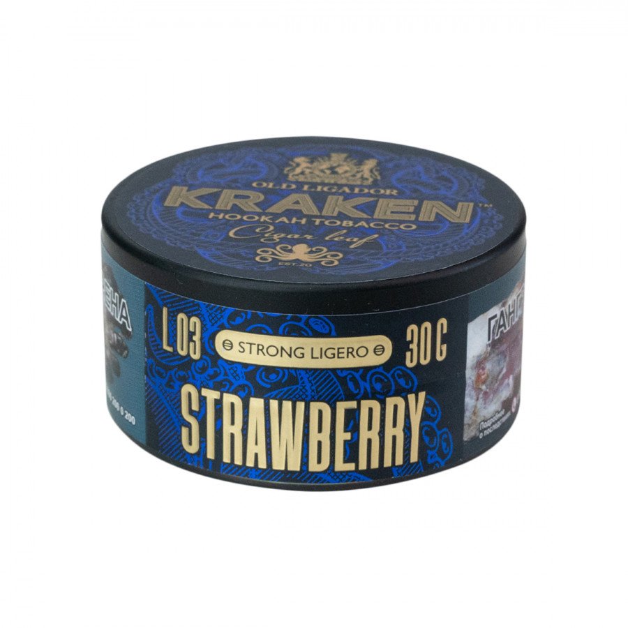 Фото и внешний вид — Табак для кальяна KRAKEN strong 30г - Клубника