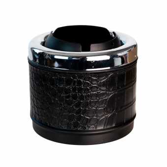 Пепельница S.QUIRE 813BF-Graph круглая/сталь/хром черная краска/графитовая/иск.кожа 93мм