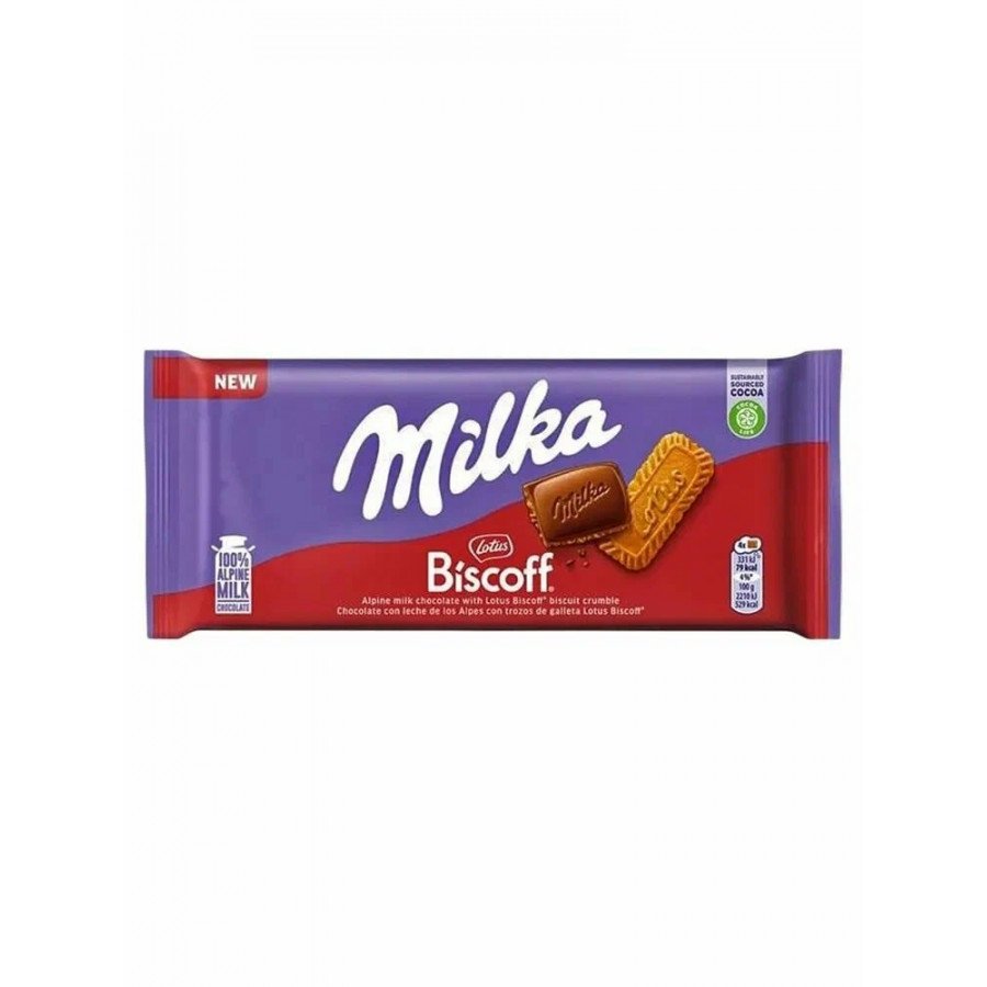 Фото и внешний вид — Милка Шоколадная плитка 90гр Lotus Biscoff (24шт/уп)