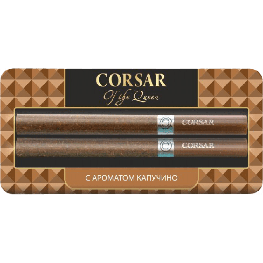 Фото и внешний вид — Сигариллы Corsar Mini of the Queen Cappuccino (2 шт/блистере)