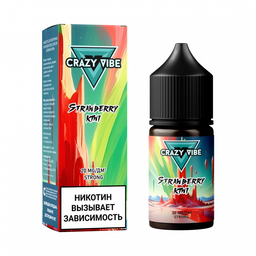 Фото и внешний вид — Жидкость CRAZY VIBE SALT - Strawberry Kiwi (Клубника Киви) 30мл strong