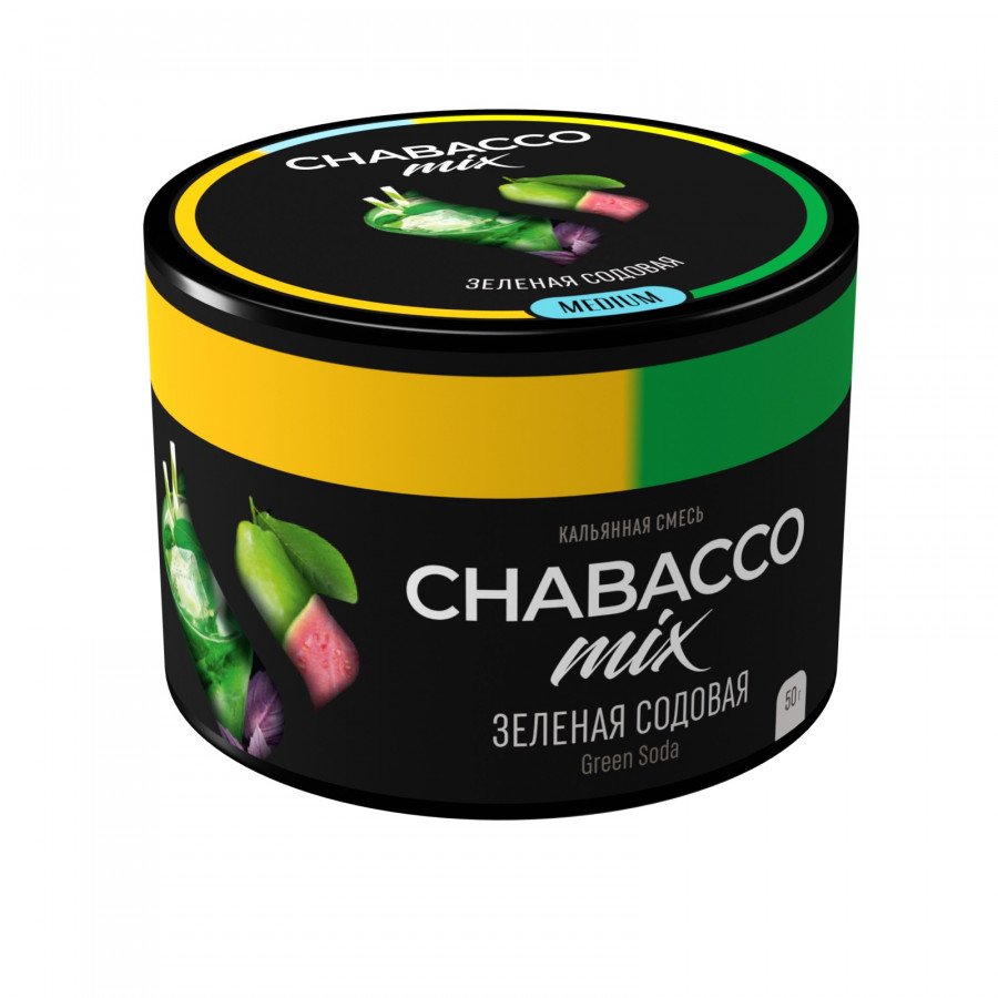 Фото и внешний вид — Смесь для кальяна Chabacco 50гр medium - Green Soda (Зеленая содовая)