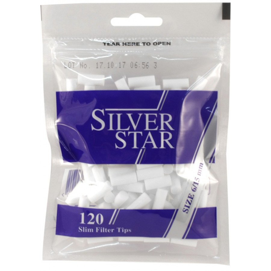 Фото и внешний вид — Фильтры сигаретные Silver Star Slim 6/15мм (120шт)