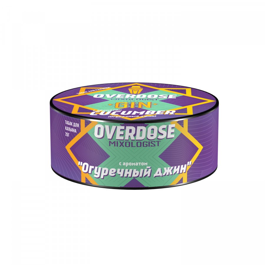 Фото и внешний вид — Табак для кальяна OVERDOSE 25г - Gin Cucumber (Огуречный джин)