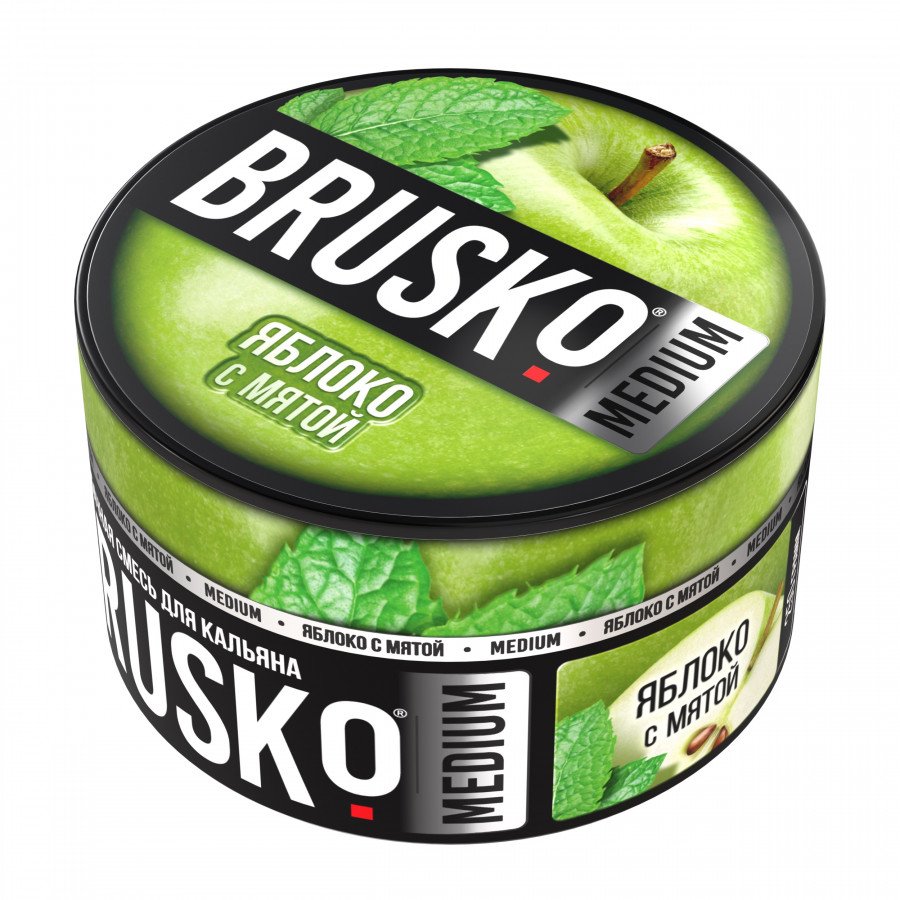 Фото и внешний вид — Смесь для кальяна BRUSKO 250г - Яблоко с мятой